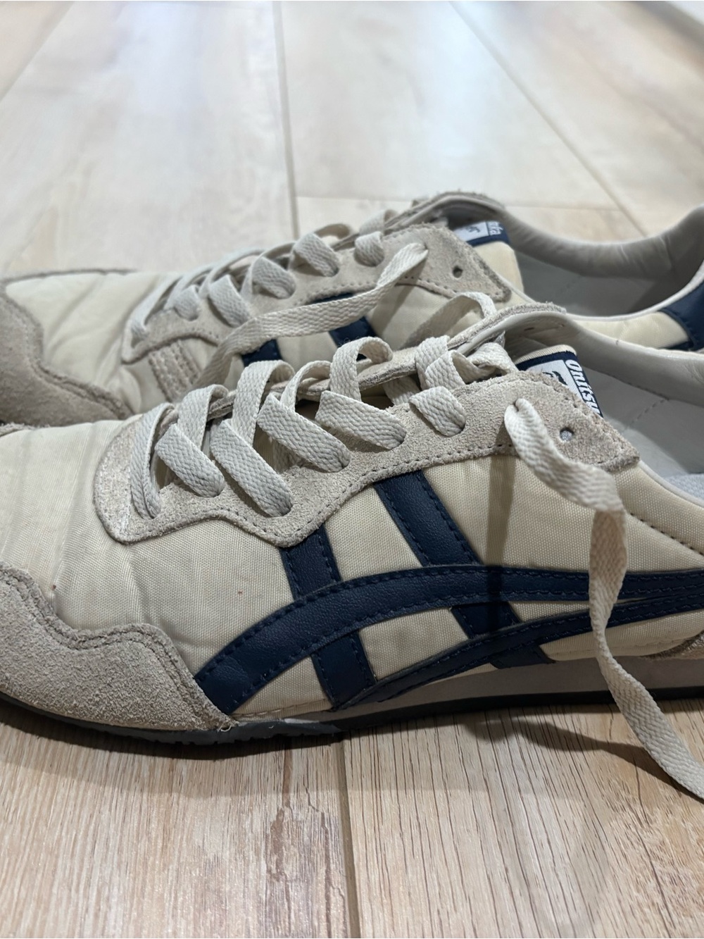 Onitsuka Tiger by Asics Women’s Serrano Slip-On Sneakers in Birch and Peacoat - Picture 11 of 14